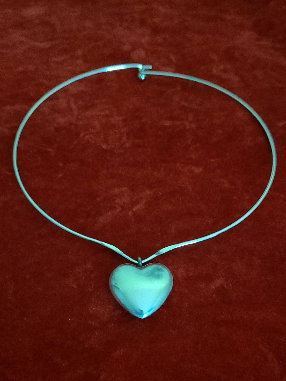 International Silver Company Pewte Heart Pendant Choker With Original Box
